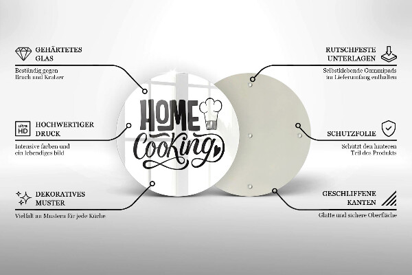 Glas Herdabdeckplatte Home cooking