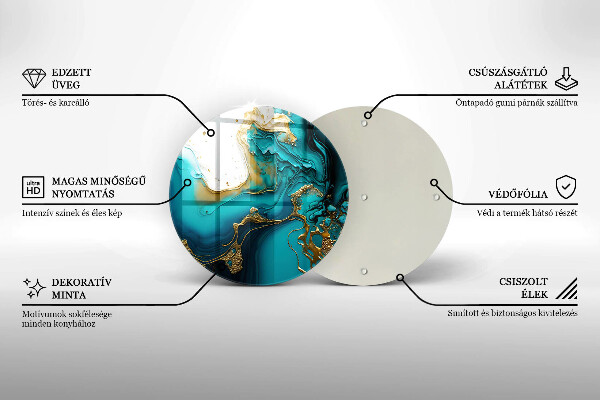 Glas Herdabdeckplatte Türkisfarbene Abstraktion