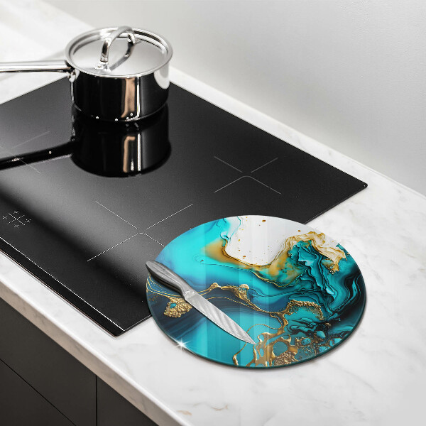 Glas Herdabdeckplatte Türkisfarbene Abstraktion