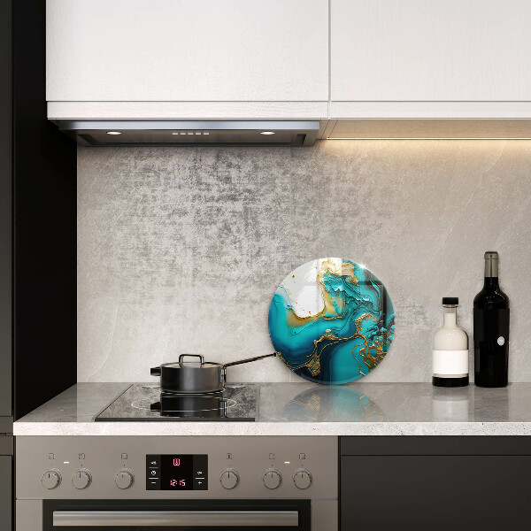 Glas Herdabdeckplatte Türkisfarbene Abstraktion