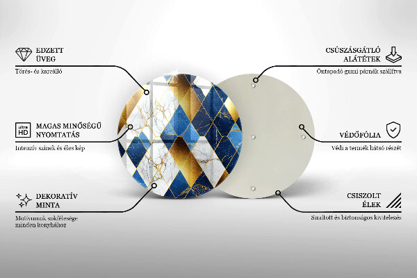 Glas Herdabdeckplatte Goldene Marmorrauten