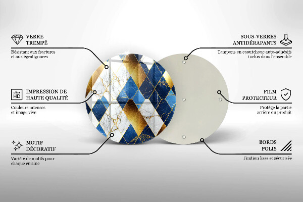 Glas Herdabdeckplatte Goldene Marmorrauten