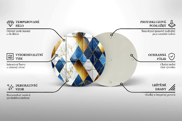 Glas Herdabdeckplatte Goldene Marmorrauten