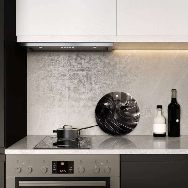 Glas Herdabdeckplatte Abstrakte schwarze Masse