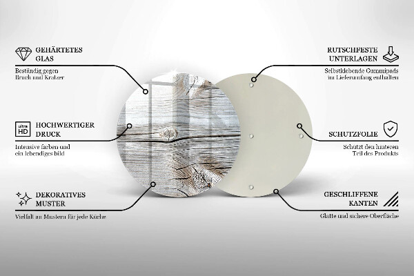 Glas Herdabdeckplatte Helle Holzstruktur
