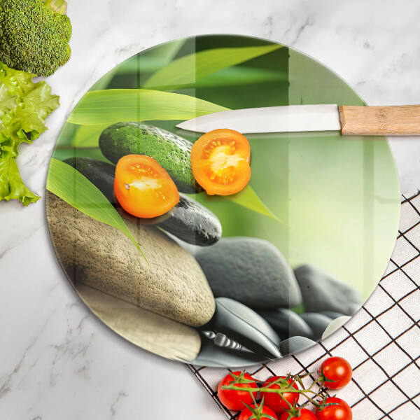 Glas Herdabdeckplatte Zen-Bambussteine