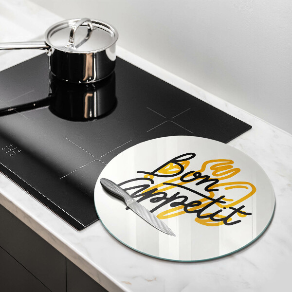 Glas Herdabdeckplatte Inschrift Bon Appetit