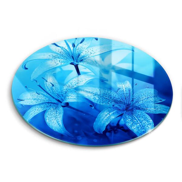 Glas Herdabdeckplatte Blaue Blumen