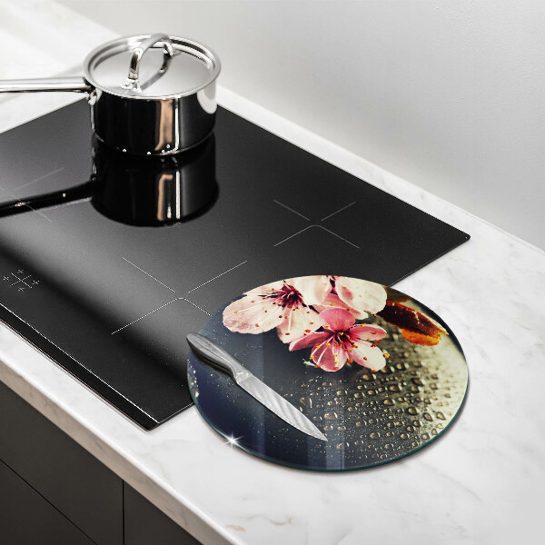 Glas Herdabdeckplatte Blumen Zen-Steine