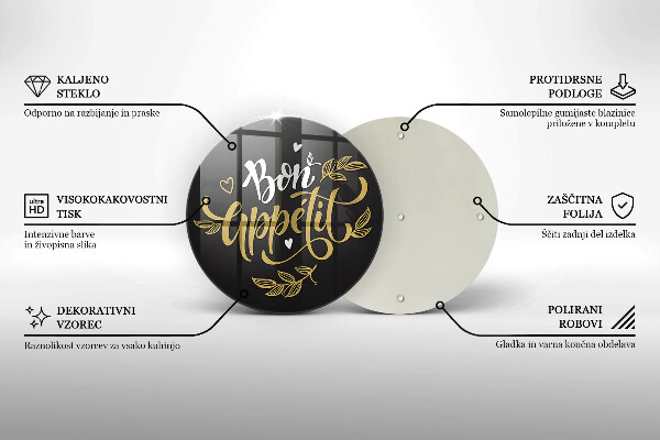 Glas Herdabdeckplatte Inschrift Bon Appetit