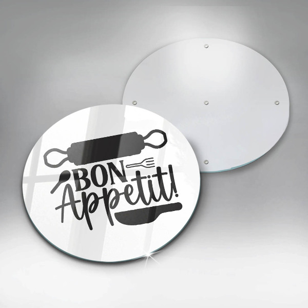 Glas Herdabdeckplatte Inschrift Bon Appetit