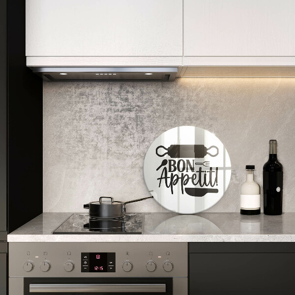 Glas Herdabdeckplatte Inschrift Bon Appetit