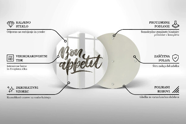 Glas Herdabdeckplatte Inschrift Bon Appetit