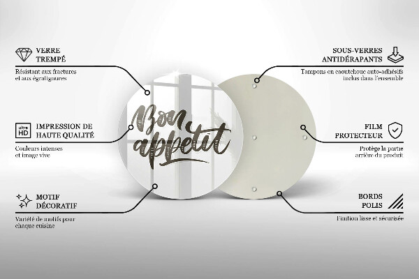 Glas Herdabdeckplatte Inschrift Bon Appetit