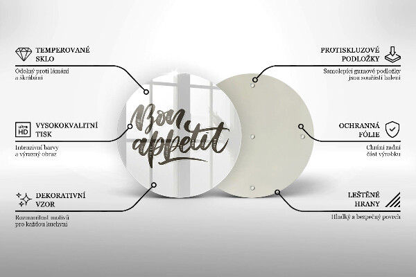 Glas Herdabdeckplatte Inschrift Bon Appetit
