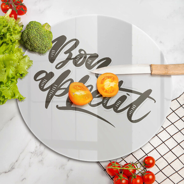 Glas Herdabdeckplatte Inschrift Bon Appetit