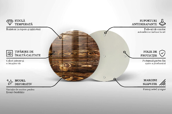Glas Herdabdeckplatte Holzstruktur