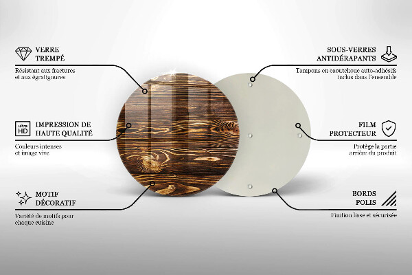 Glas Herdabdeckplatte Holzstruktur