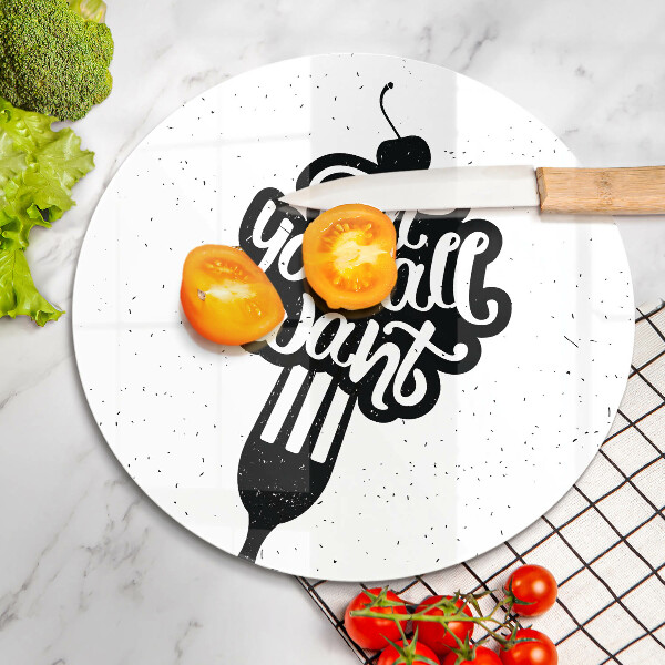 Glas Herdabdeckplatte Eat all you want