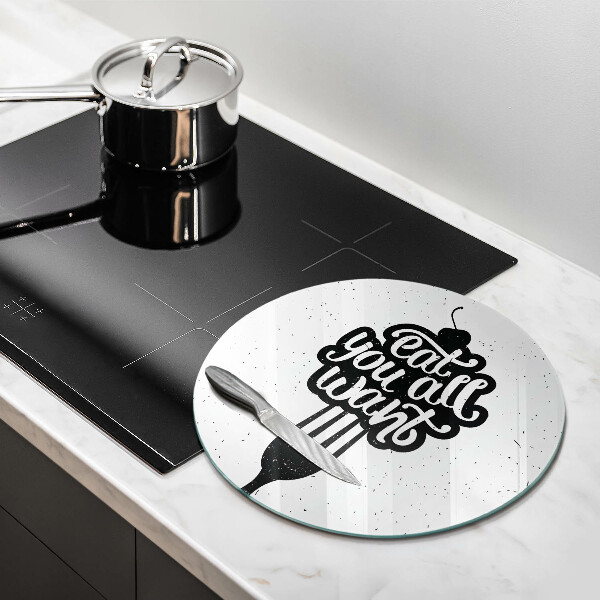 Glas Herdabdeckplatte Eat all you want