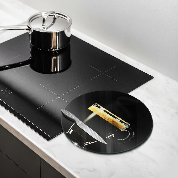 Glas Herdabdeckplatte Ein Glas schwarzen Kaffee