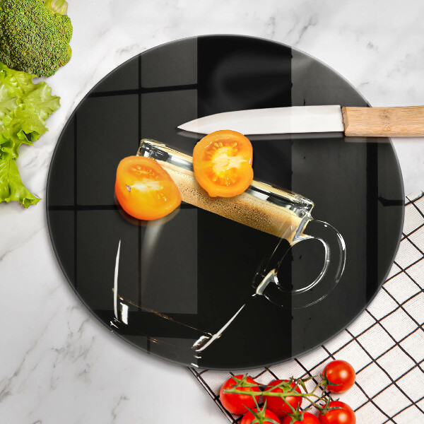 Glas Herdabdeckplatte Ein Glas schwarzen Kaffee