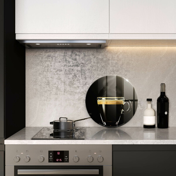 Glas Herdabdeckplatte Ein Glas schwarzen Kaffee