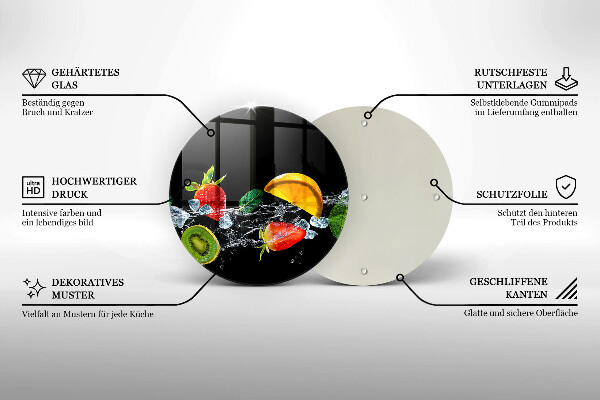 Glas Herdabdeckplatte Früchte im Wasser