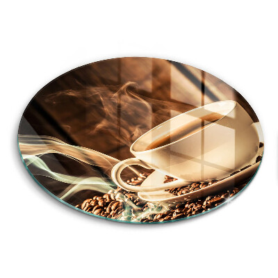 Glas Herdabdeckplatte Tasse und Kaffeebohnen