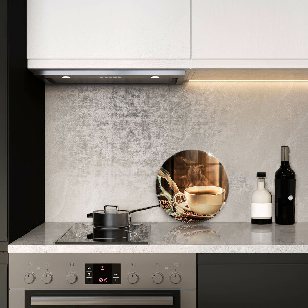 Glas Herdabdeckplatte Tasse und Kaffeebohnen