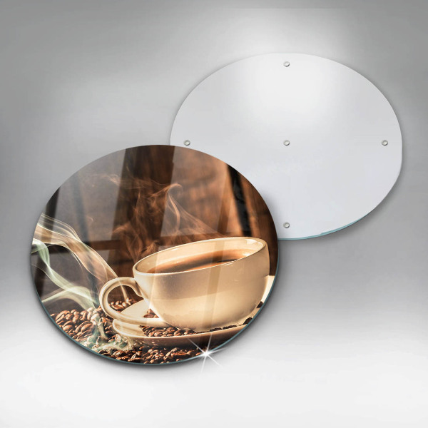 Glas Herdabdeckplatte Tasse und Kaffeebohnen