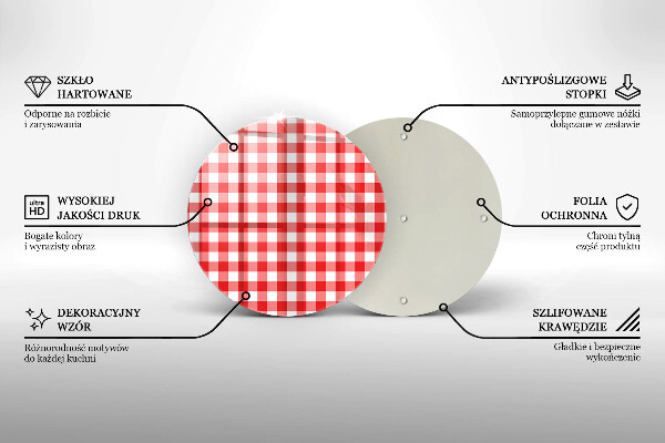 Glas Herdabdeckplatte Rot-weißes Karomuster