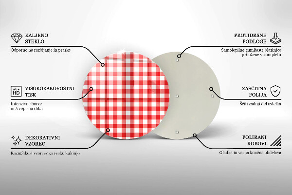 Glas Herdabdeckplatte Rot-weißes Karomuster