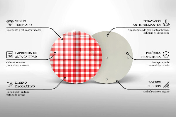 Glas Herdabdeckplatte Rot-weißes Karomuster
