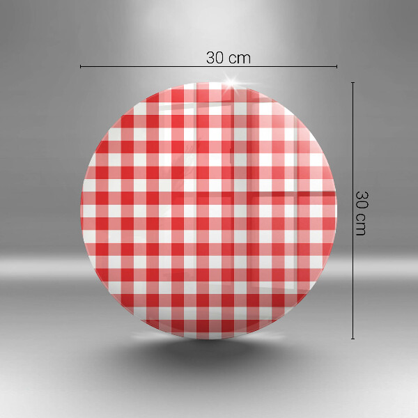 Glas Herdabdeckplatte Rot-weißes Karomuster