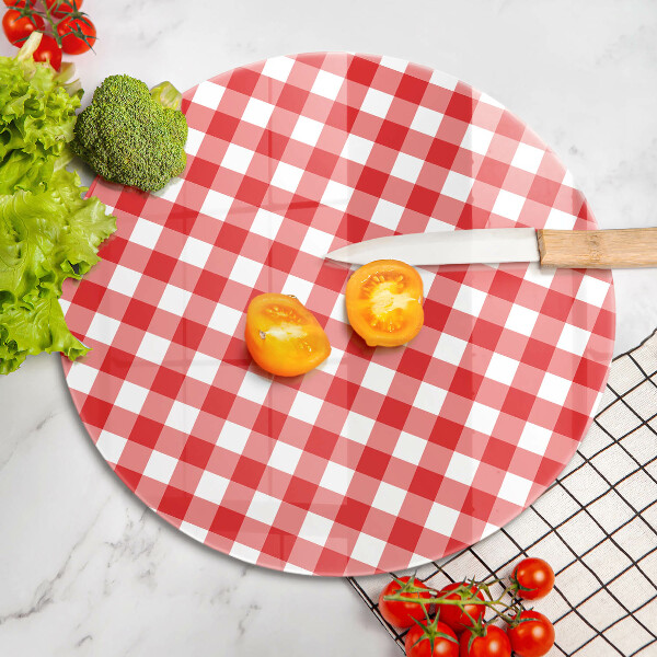Glas Herdabdeckplatte Rot-weißes Karomuster