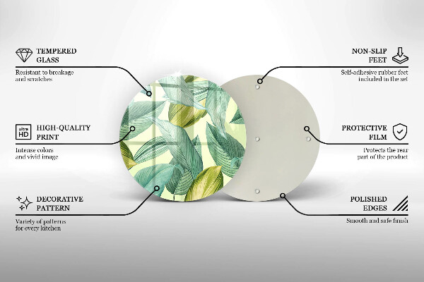 Glas Herdabdeckplatte Grüne tropische Blätter