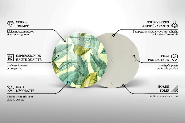 Glas Herdabdeckplatte Grüne tropische Blätter
