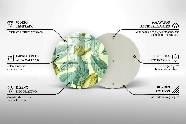 Glas Herdabdeckplatte Grüne tropische Blätter