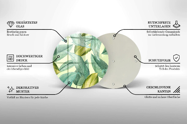 Glas Herdabdeckplatte Grüne tropische Blätter