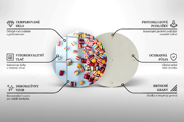 Glas Herdabdeckplatte Bunte Bonbons