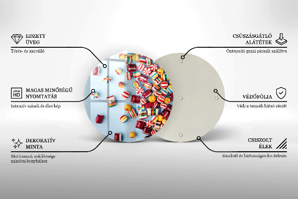 Glas Herdabdeckplatte Bunte Bonbons