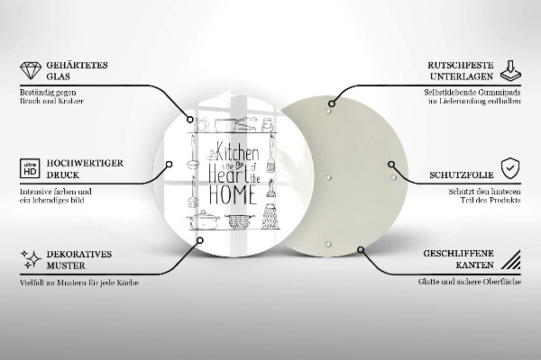 Glas Herdabdeckplatte Inschrift Satz