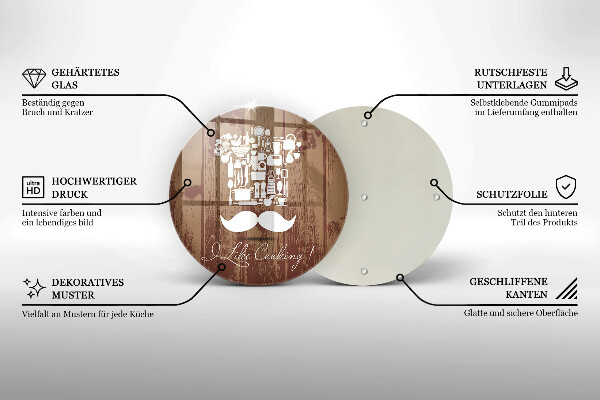 Glas Herdabdeckplatte I like cooking