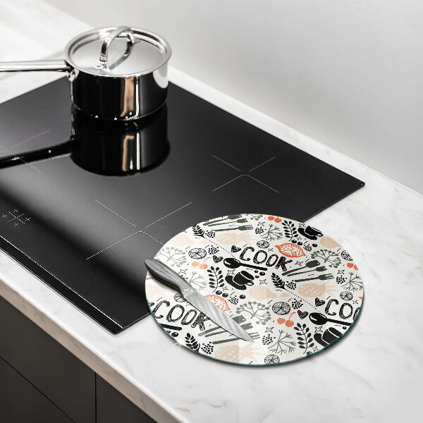 Glas Herdabdeckplatte Cartoon-Küchenmotiv