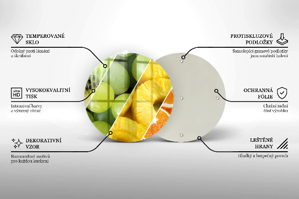 Glas Herdabdeckplatte Bunte Früchte