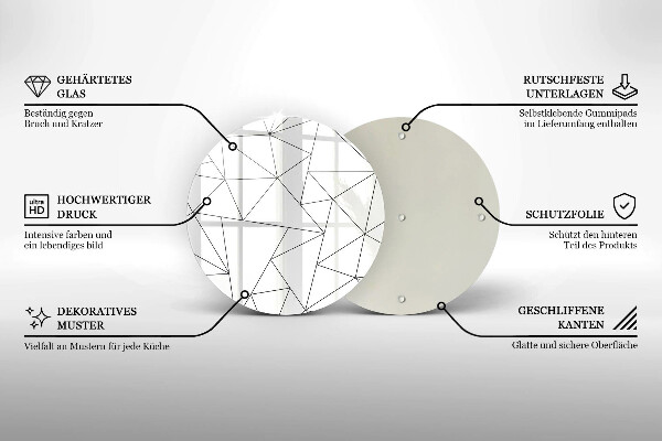 Glas Herdabdeckplatte Weiße Dreiecke