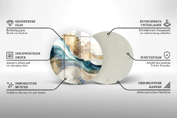 Glas Herdabdeckplatte Bunter Marmor