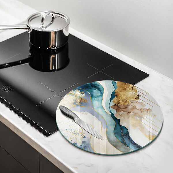 Glas Herdabdeckplatte Bunter Marmor