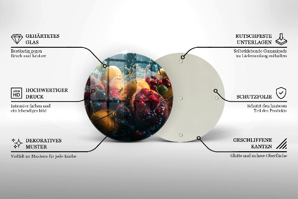 Glas Herdabdeckplatte Früchte im Wasser